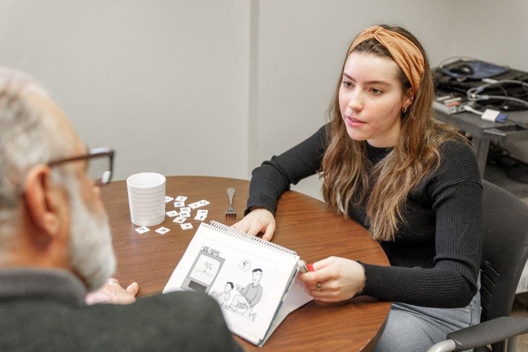 Student Doing Activities With Adult Client With Communication Disorder